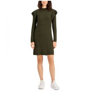 BAR III DRESSES Womens Long Sleeve Crew Neck Above The Knee Sweater Dress